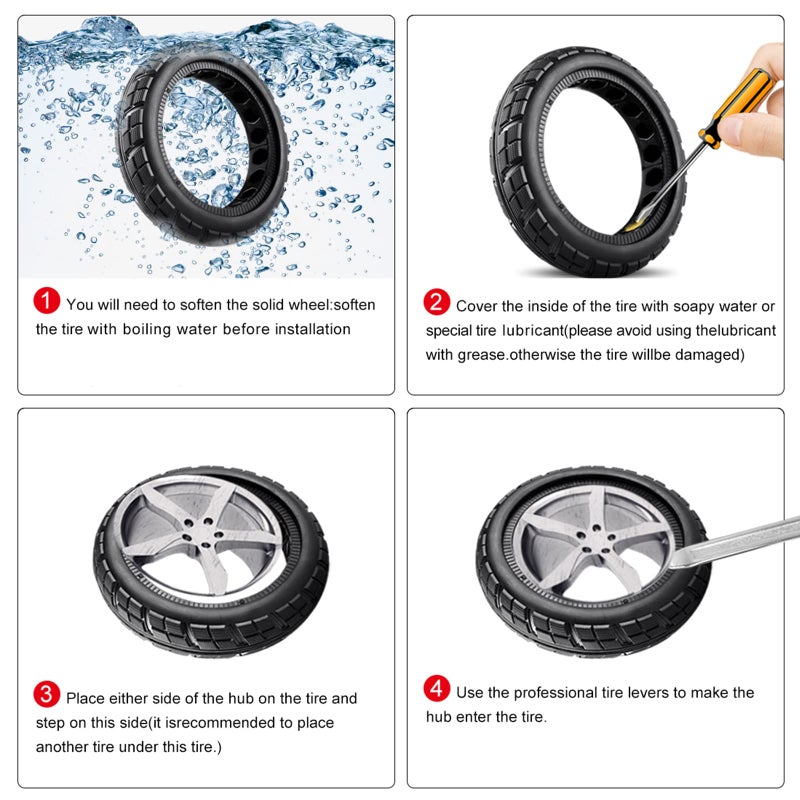 FOXNSK 8.5 Inch Solid Tire Tyre for Mijia M365  Front/Rear Rubber Tire Wheel Replacement for Electric Scooter 8 1/2x2 Anti-Slip (2 PCS) - Image 3
